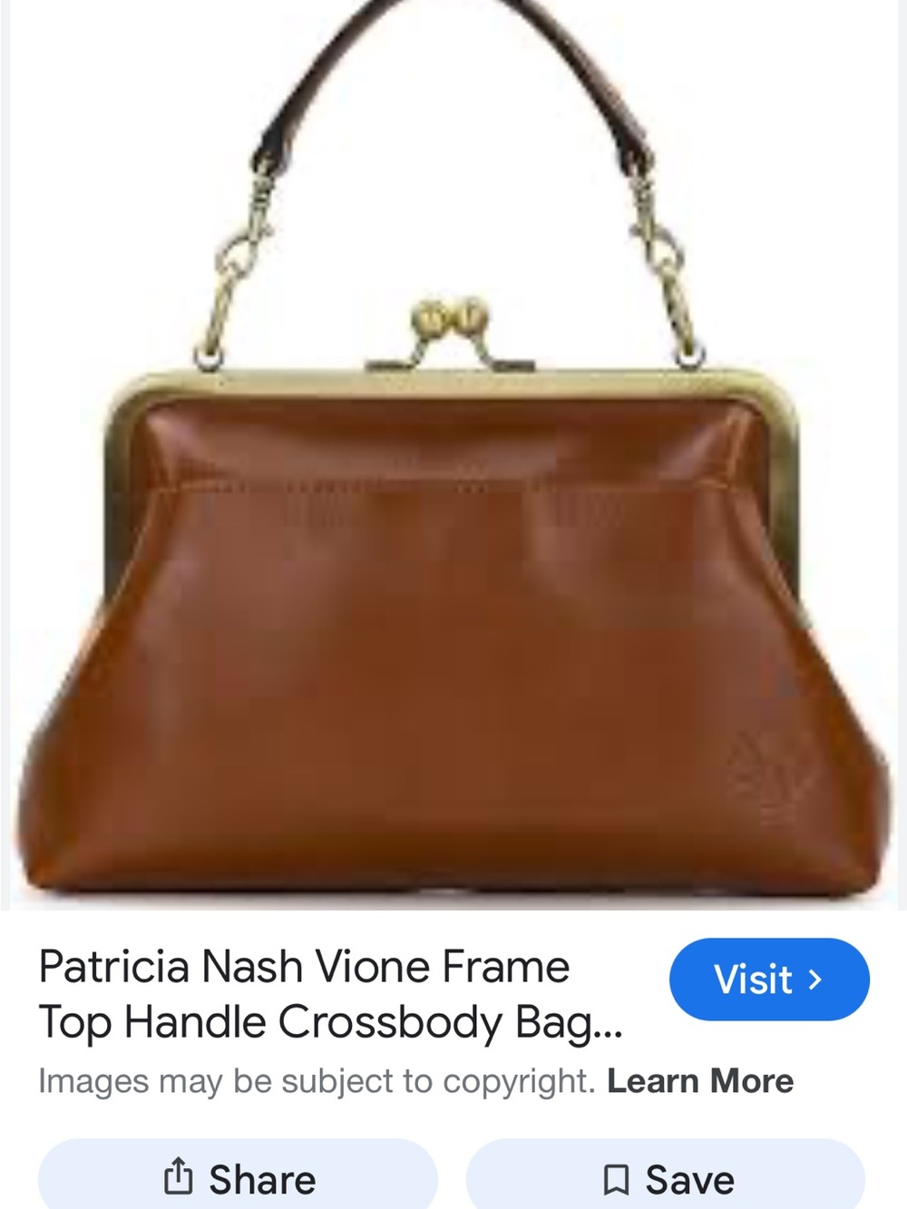 Patricia Nash Brown Leather Viore kiss lock crossbody bag new - Picture 10 of 11